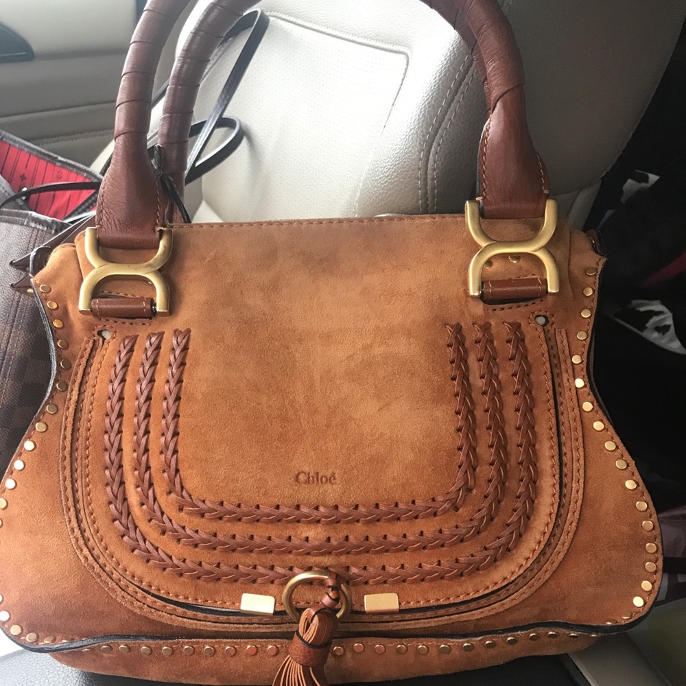 Chloe Marcie Suede Crossbody in Caramel